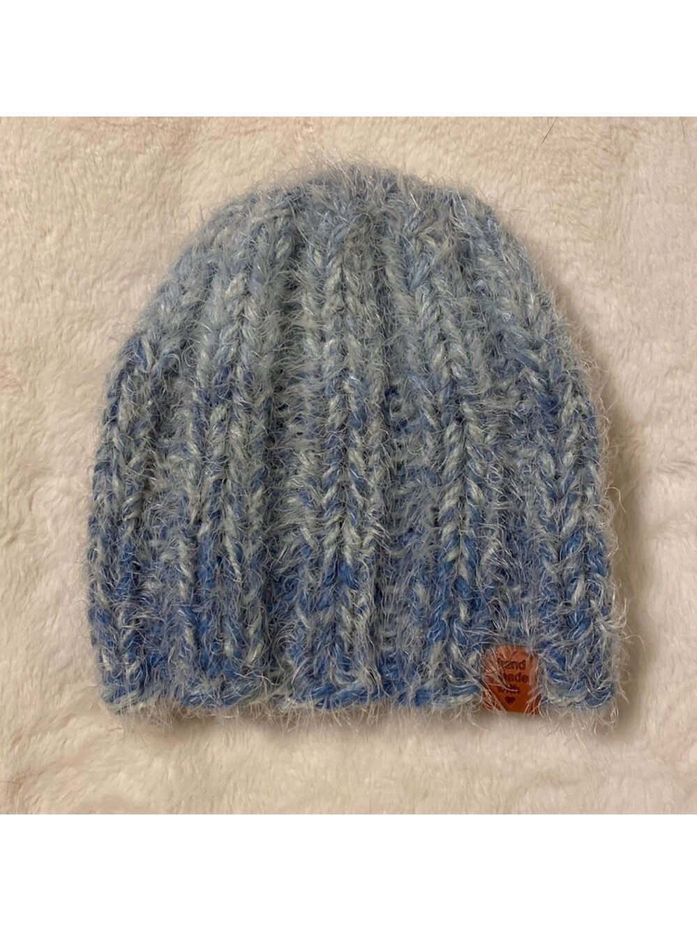 NEW Cozy hand crafted hat. Blue Ombre